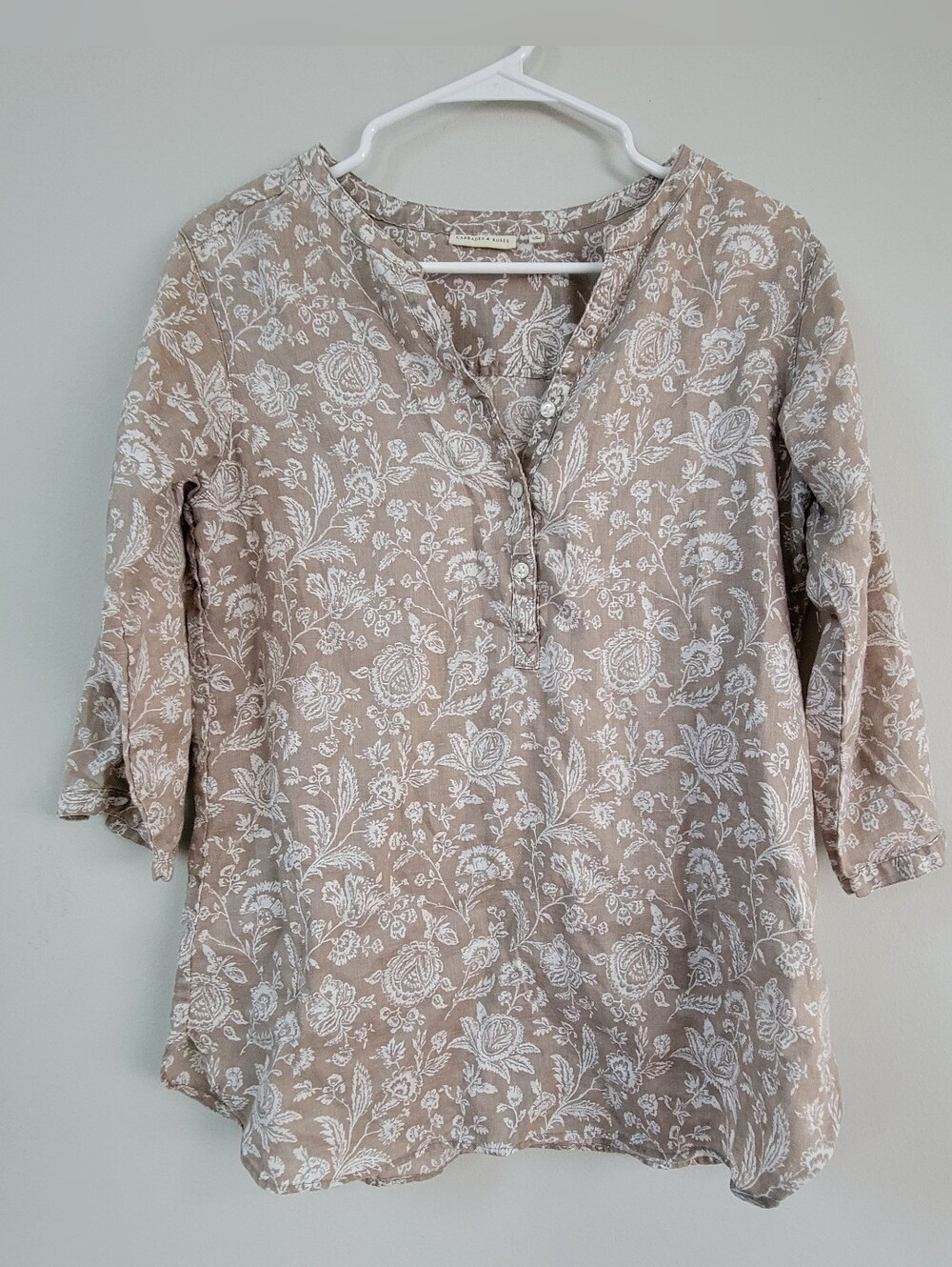 NWOT Cabbages And Roses Linen Floral Blouse Women Size S Relaxed Luxury Boho